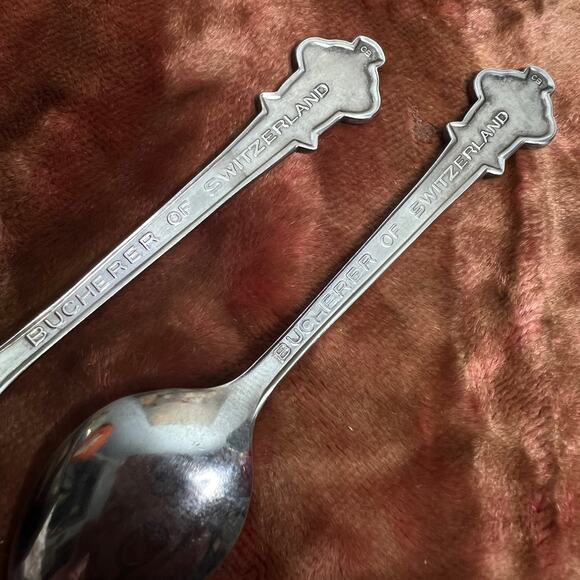 Vintage Pair of Rolex Interlaken Switzerland Bucherer Tea Spoons Souvenir - Picture 5 of 10